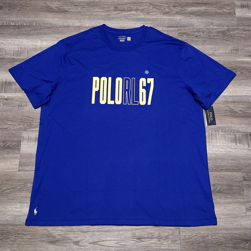 Polo Ralph Lauren Blue RL 67 Short Sleeve Tee Shirt Men's Size 3XLT 3XL TALL NEW